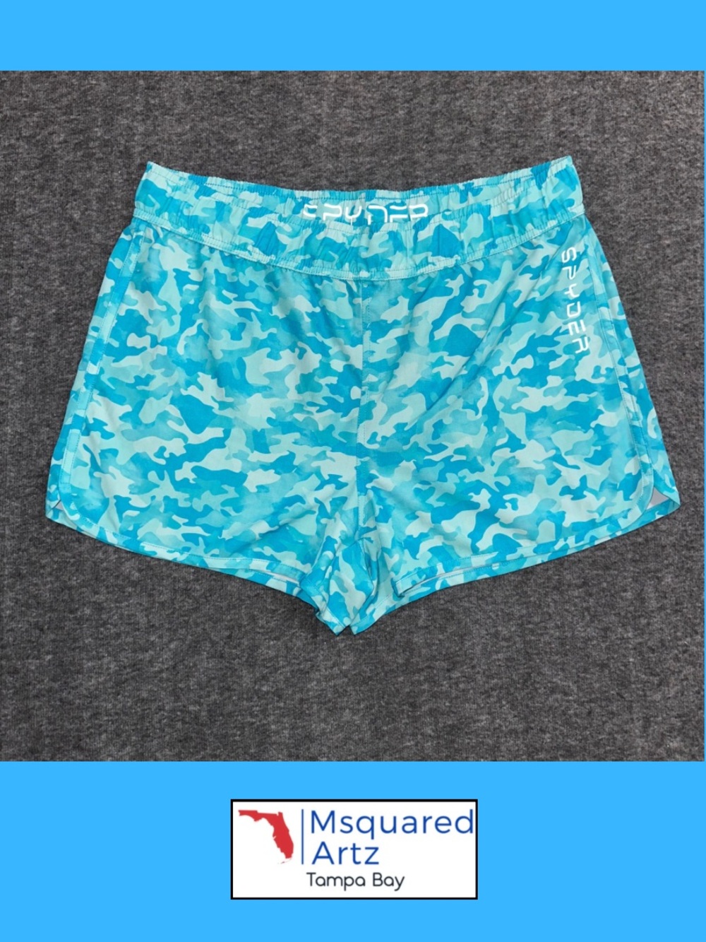 Spyder Swim Men's Large Soft Camo Blue Swim Trunks Board Shorts Stretch